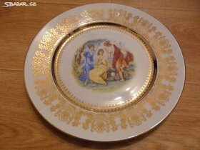 Porcelánový pozlacený talíř s motivem Tři grácie - 1