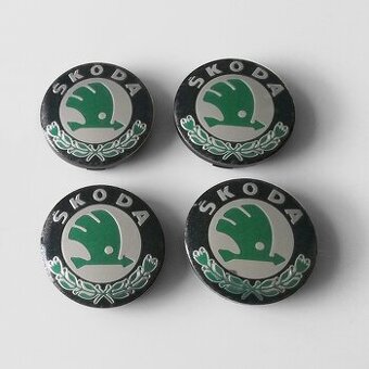 ŠKODA - zeleno-černá pokličky do středů alu. kol - 56mm