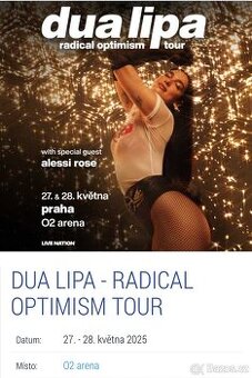 Dua Lipa - Praha 28.5.2025 - středa - vstupenky - sezení