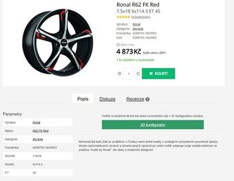Ronal R62 Red 7,5x18 5x114 ET45