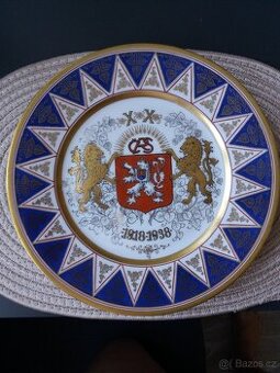 Talíř ČSR znak LEV, ukradený v r.1939, porcelán Royal Epiag