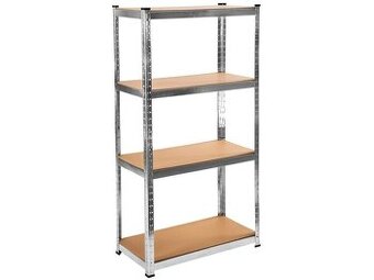 Regál 1800x900x400 mm kovový zinkovaný 4-policový, nosnost 7