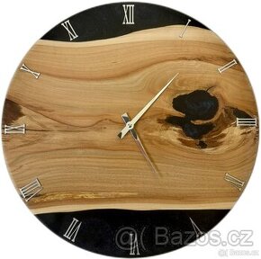 Epoxidové hodiny - třešeň + tmavě modrá pryskyřice