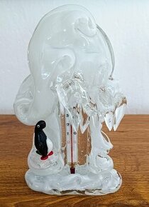 Teploměr s tučňákem. Železnobrodské sklo