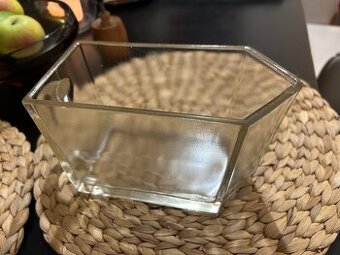 starožitný skleněný zásobník dóza silnostěnná ucho