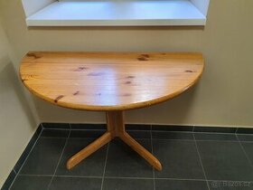 kvalitní dřevěný stůl, půlkulatý, masiv