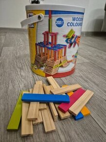 Woody dřevěná stavebnice Emma v kyblíku