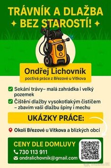 Sekání trávy, údržba zahrad a čištění dlažby – Březová a oko