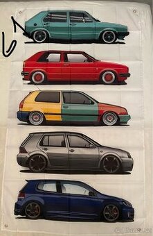 Baner - vlajka - prapor set VW Golf - 90x150 cm