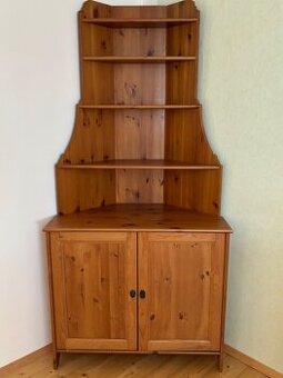 Rohová skříň Leksvik IKEA, masivní borovice, mořidlo antik