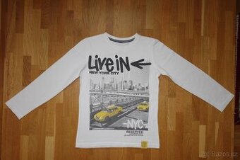 Chlapecké bílé tričko s dlouhým rukávem v.128/134