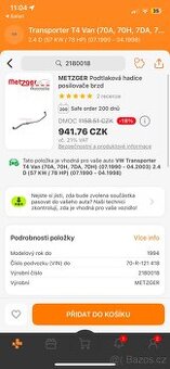 Podtlaková hadice posilovače brzd