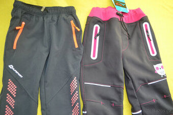 2x softshellové kalhoty v.98,oteplené a tenké,nové,cena celk