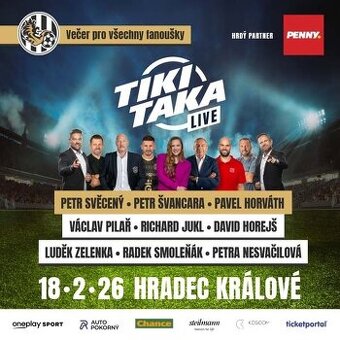2 vstupenky TIKI TAKA LIVE Hradec Králové 18.2.2026 od 19h