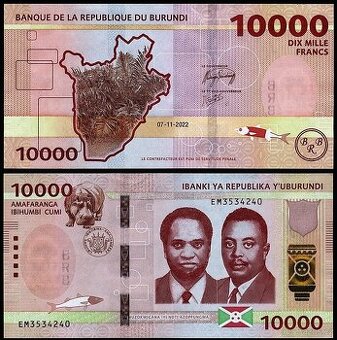 Burundi - 10 000 Franků bankovka, 2022, UNC