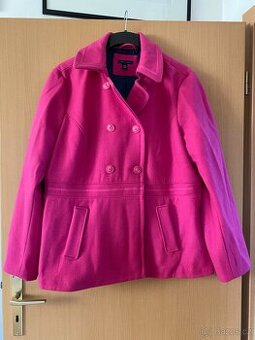 Tommy Hilfiger vlněný teplý kabát XXL růžová barva hot pink