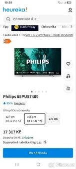 Prodám televizi 165cm  Philips  65"