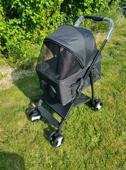 Kočárek pro psy a kočky 2v1 s odnímatelnou boudičkou - nové