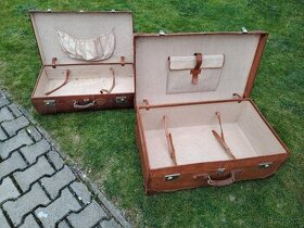 Starožitný kožený kufr 2 kusy - 1