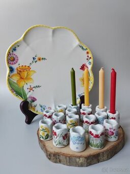 Vintage roztomilý porcelánový svícení s květinovým dekorem