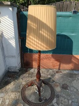 Starožitná vyřezávaná dřevěná podlahová lampa - 1