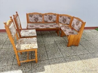 Rustikální jídelní set - lavice, 2 židle, masív