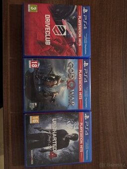PS4 hry driveclub, god of war, uncharted 4 a thief’s end