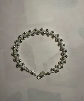 Nový dámský stříbrný náramek dvojitý 925 kuličkový
