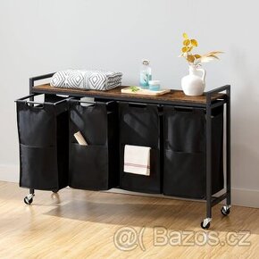 Pojízdný koš na prádlo se 4 přihrádkami