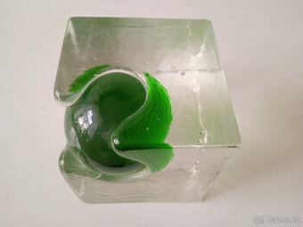 Retro těžítko Ladislav Oliva, hutní sklo Škrdlovice