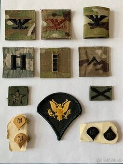 US Army vojenské nášivky a hodnostní označení