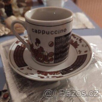 Sada cappuccino nová - šest šálků s talířkem originál obal