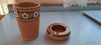 Bulharský retro keramický popelník a vázička