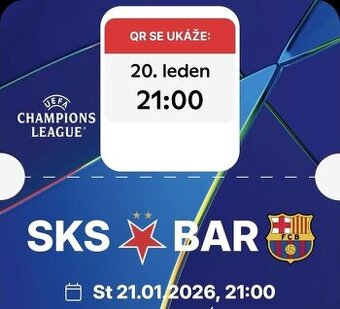 Slavia Praha -  FC Barcelona (2 vstupenky)