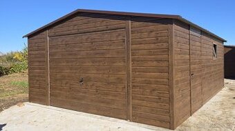 Plechová garáž 5x5m drevodekor