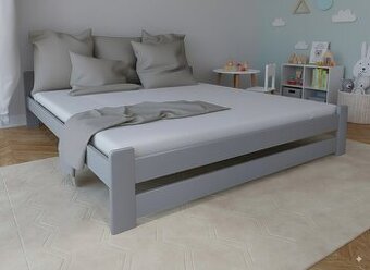 Nová postel 180x200 cm ŠEDÁ + rošt -