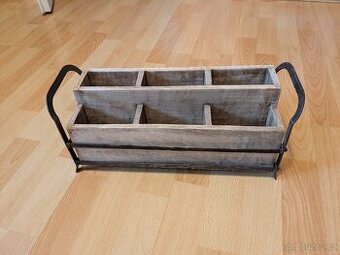 Organizér mangové dřevo a kov vintage