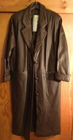 Kožený čokoládově hnědý dámský kabát - 1