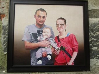 Rodinný portrét podle fotografie-olejomalba
