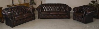 Kožená originál Chesterfield souprava 3+2+1.CENTURION
