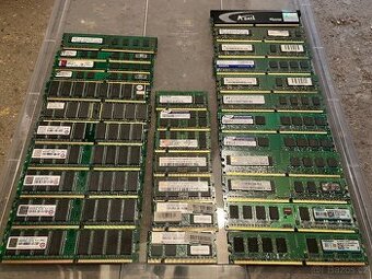 Paměti RAM do PC, typu DDR, DDR2 a DDR3, uvedená cena za vše