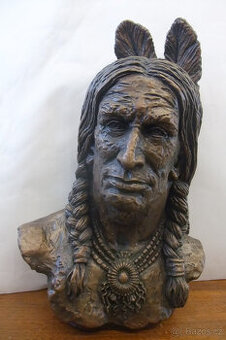 Indian - Indián, busta, bronz - 1