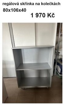 prodám šedé policové skřínky na kolečkách