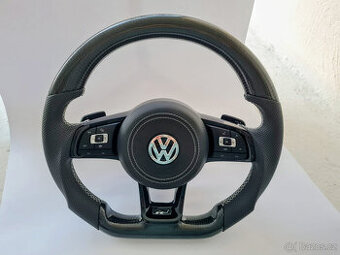 VOLANT VOLKSWAGEN R RLINE GTI - KOZA / KARBÓN CHROMOVE LOGO