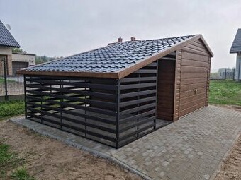 Zahradní domek 3,5x3,5 sedlová střecha EXTRALIE + přístřešek