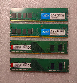 Paměti ddr4 4gb 2400MHz pro PC, Crucial, Kingston