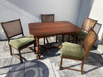 Jídelní souprava stůl a 4 židle Lübke - výplet Thonet