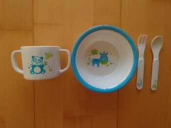 Bayby Dětské nádobí miska & příbor & hrníček