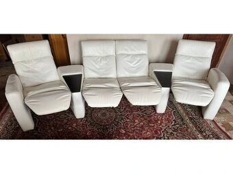 Kožená relaxační sedací souprava 2+1+1, 3193