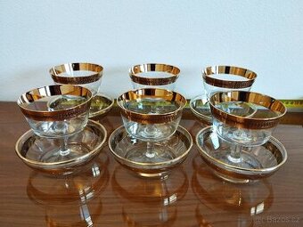 Zlacené skleničky a misky předválečné